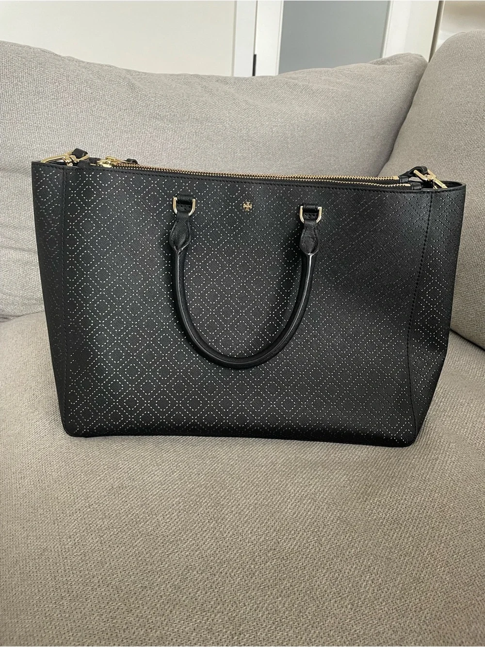 Tory Burch Black Tote with Gold Hardware